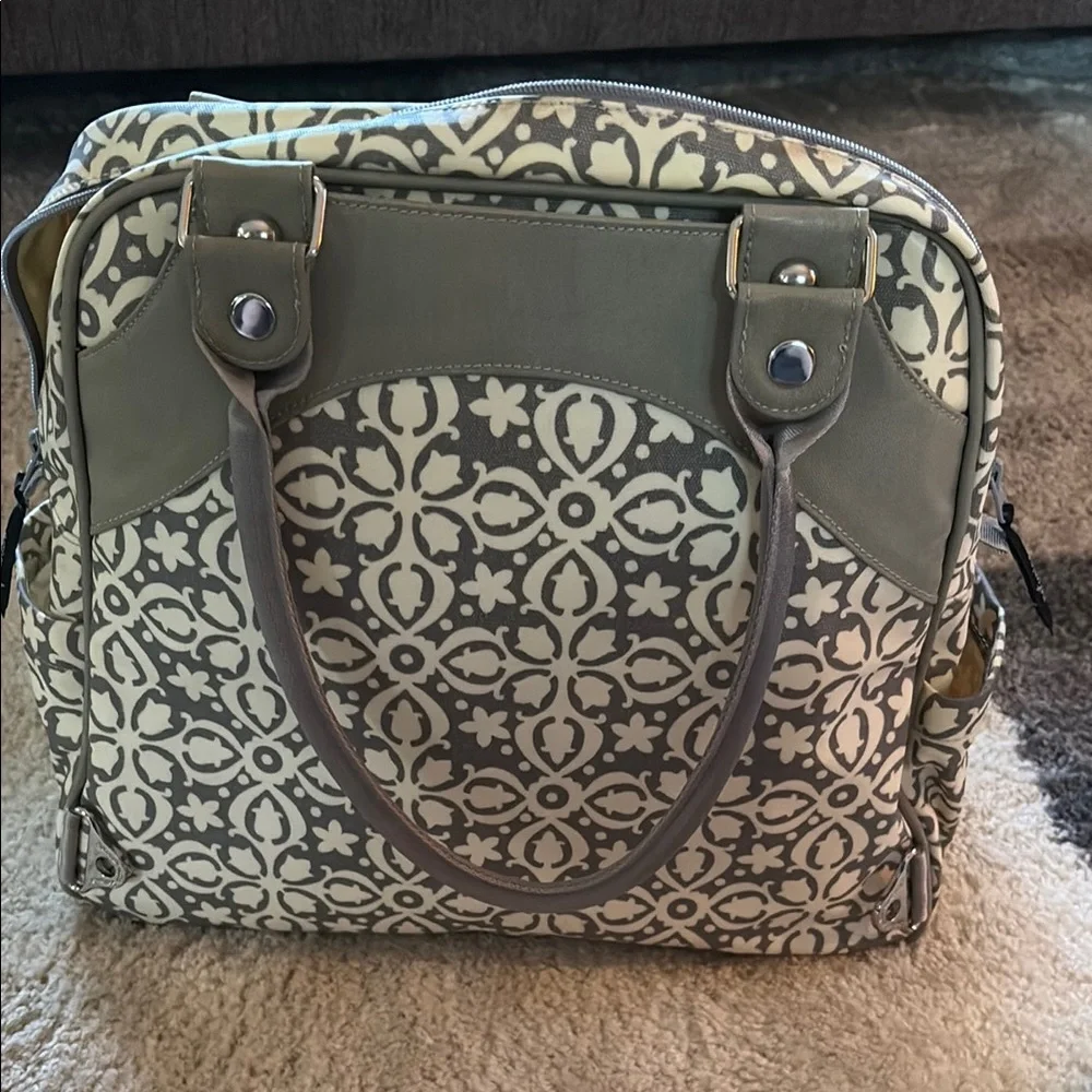 Petunia Pickle Bottom Gray and Yellow Baby Bag
